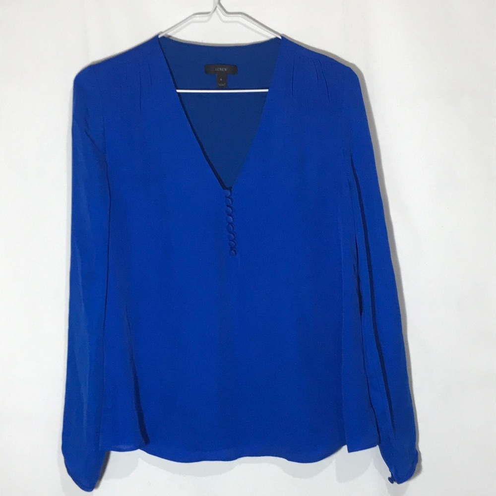 J Crew Blue Silk Shirt Size 0